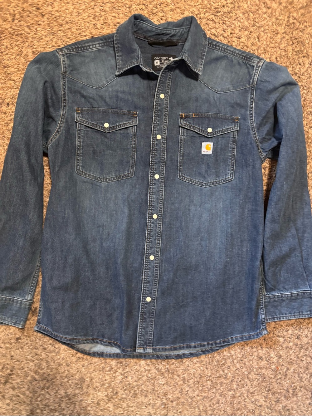 Carhartt Men’s Denim Button-Down Western Shirt Jacket - Blue